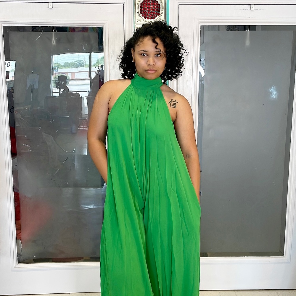 Green Sleeveless flowy jumpsuit